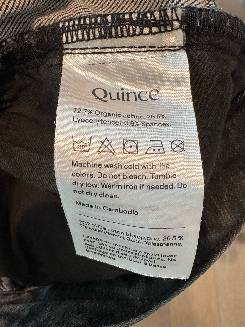 Quince Jeans - Bella Stretch Relaxed Straight Jeans in Charcoal Black (size 31) - Picture 6 of 7